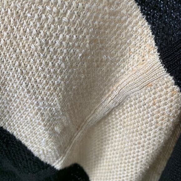 RALPH LAUREN Size M/L Black Beige Linen Silk Color Block Cardigan - Picture 9 of 12